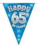 Happy Birthday Bunting (Blue Sparkle) 3.9m | The Party Hut