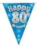 Happy Birthday Bunting (Blue Sparkle) 3.9m | The Party Hut