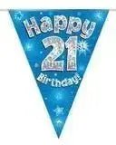 Happy Birthday Bunting (Blue Sparkle) 3.9m | The Party Hut