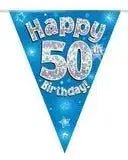 Happy Birthday Bunting (Blue Sparkle) 3.9m | The Party Hut