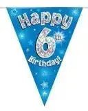 Happy Birthday Bunting (Blue Sparkle) 3.9m | The Party Hut