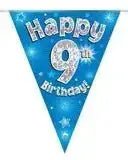 Happy Birthday Bunting (Blue Sparkle) 3.9m | The Party Hut