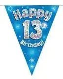 Happy Birthday Bunting (Blue Sparkle) 3.9m | The Party Hut