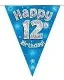 Happy Birthday Bunting (Blue Sparkle) 3.9m | The Party Hut