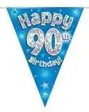 Happy Birthday Bunting (Blue Sparkle) 3.9m | The Party Hut