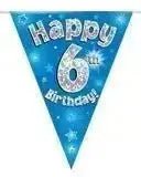 Happy Birthday Bunting (Blue Sparkle) 3.9m | The Party Hut