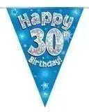 Happy Birthday Bunting (Blue Sparkle) 3.9m | The Party Hut