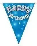 Happy Birthday Bunting (Blue Sparkle) 3.9m