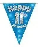 Happy Birthday Bunting (Blue Sparkle) 3.9m | The Party Hut