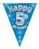 Happy Birthday Bunting (Blue Sparkle) 3.9m