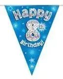 Happy Birthday Bunting (Blue Sparkle) 3.9m | The Party Hut