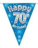 Happy Birthday Bunting (Blue Sparkle) 3.9m | The Party Hut