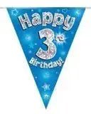 Happy Birthday Bunting (Blue Sparkle) 3.9m | The Party Hut