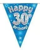 Happy Birthday Bunting (Blue Sparkle) 3.9m | The Party Hut