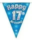 Happy Birthday Bunting (Blue Sparkle) 3.9m | The Party Hut