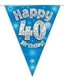 Happy Birthday Bunting (Blue Sparkle) 3.9m | The Party Hut