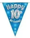 Happy Birthday Bunting (Blue Sparkle) 3.9m | The Party Hut