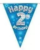 Happy Birthday Bunting (Blue Sparkle) 3.9m | The Party Hut