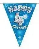 Happy Birthday Bunting (Blue Sparkle) 3.9m | The Party Hut