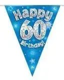 Happy Birthday Bunting (Blue Sparkle) 3.9m | The Party Hut