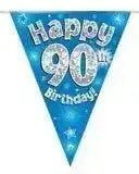 Happy Birthday Bunting (Blue Sparkle) 3.9m | The Party Hut