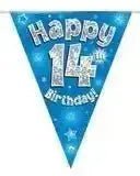 Happy Birthday Bunting (Blue Sparkle) 3.9m | The Party Hut