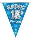 Happy Birthday Bunting (Blue Sparkle) 3.9m | The Party Hut