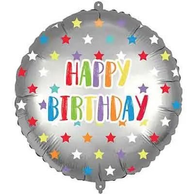 Happy Birthday Colourful Stars Balloon | The Party Hut