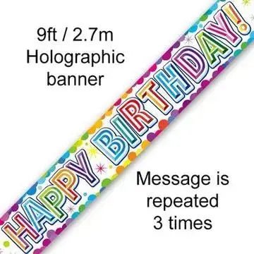 Happy Birthday Confetti Banner 9ft | The Party Hut