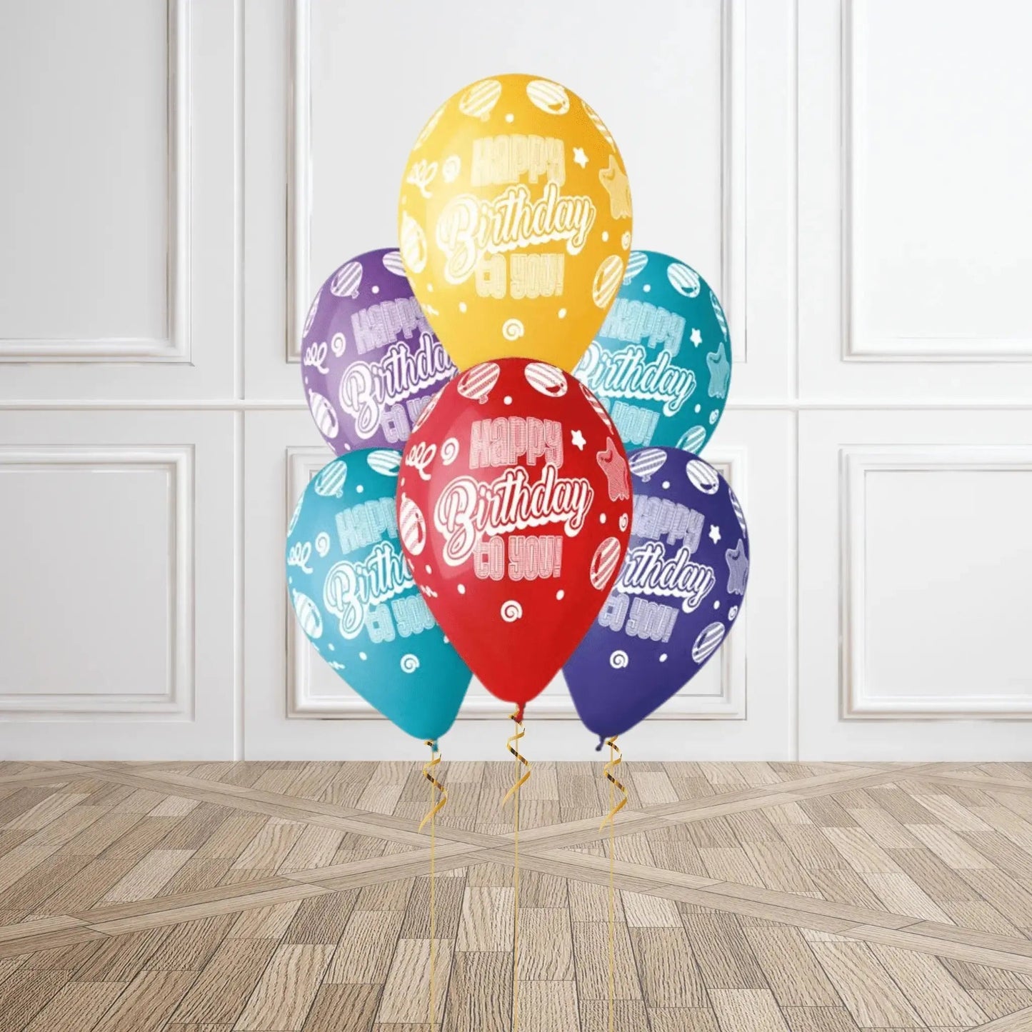 Happy Birthday Latex Balloons – Pack of 6 with Helium Option | The Party Hut