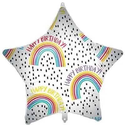 Happy Birthday Rainbow Star Balloon | The Party Hut