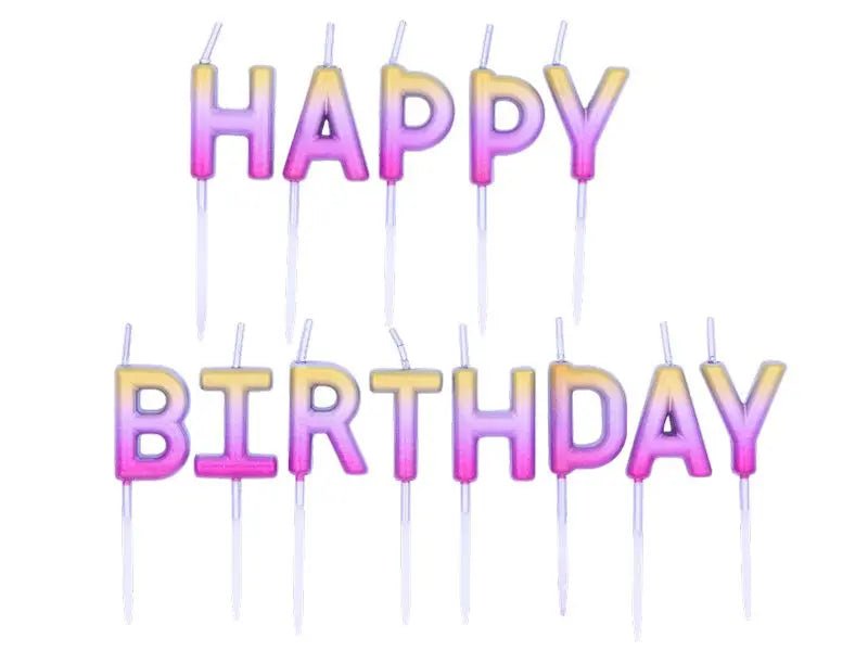 Happy Birthday Rose Gold Ombre Candles | The Party Hut