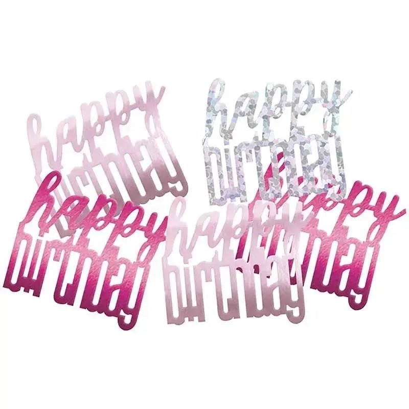 Happy Birthday Table Confetti - Pink & Silver | The Party Hut