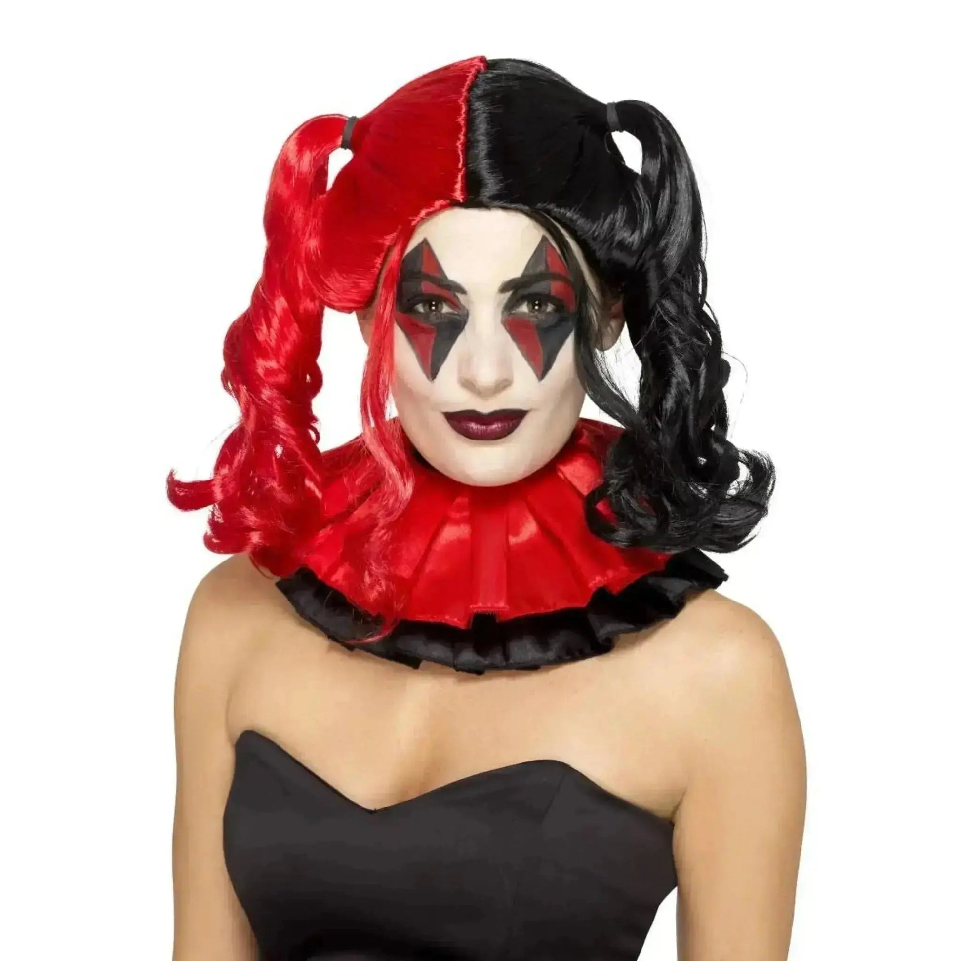 Twisted Harlequin Wig - Black & Red