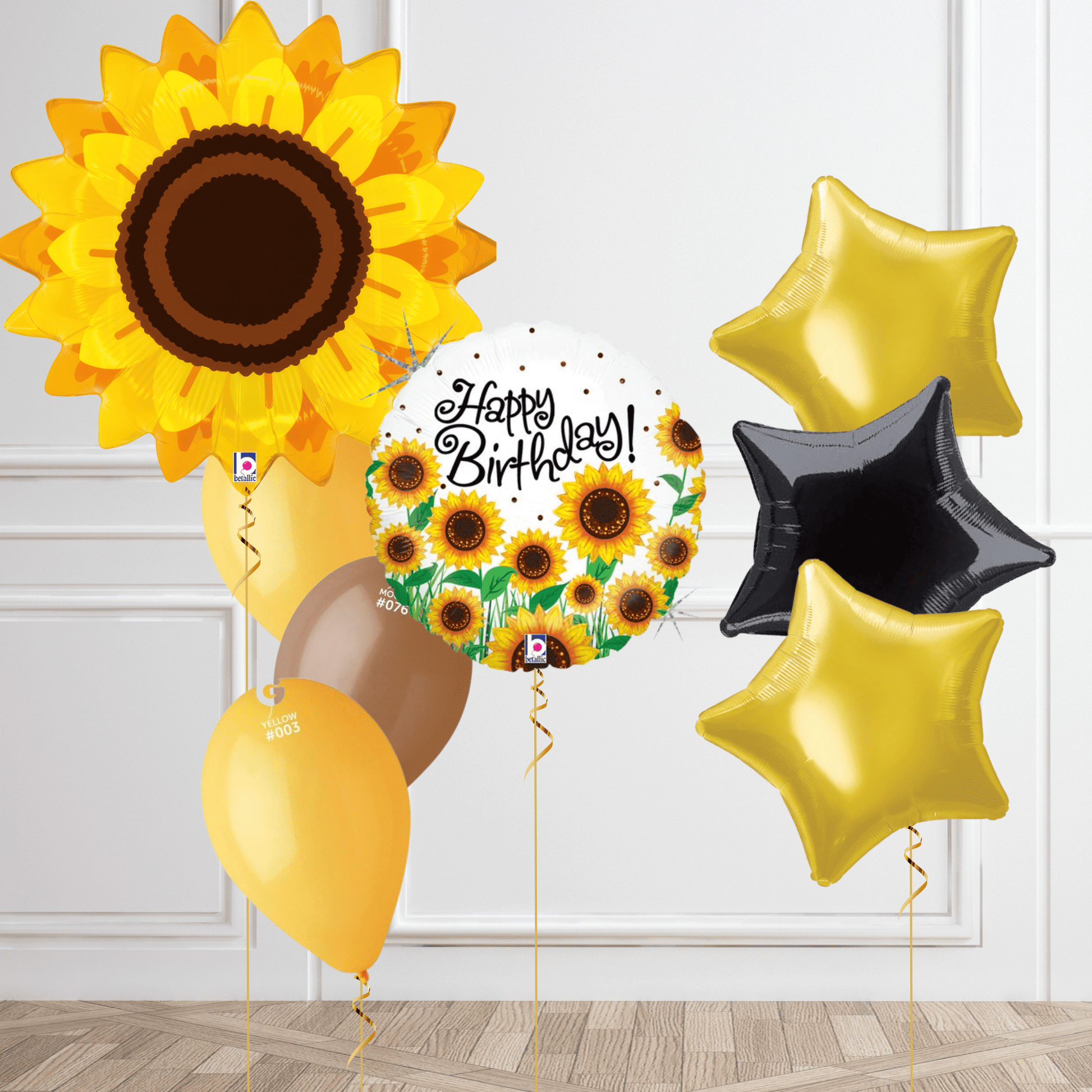 Helium Balloon Bouquet - Birthday Sunflower