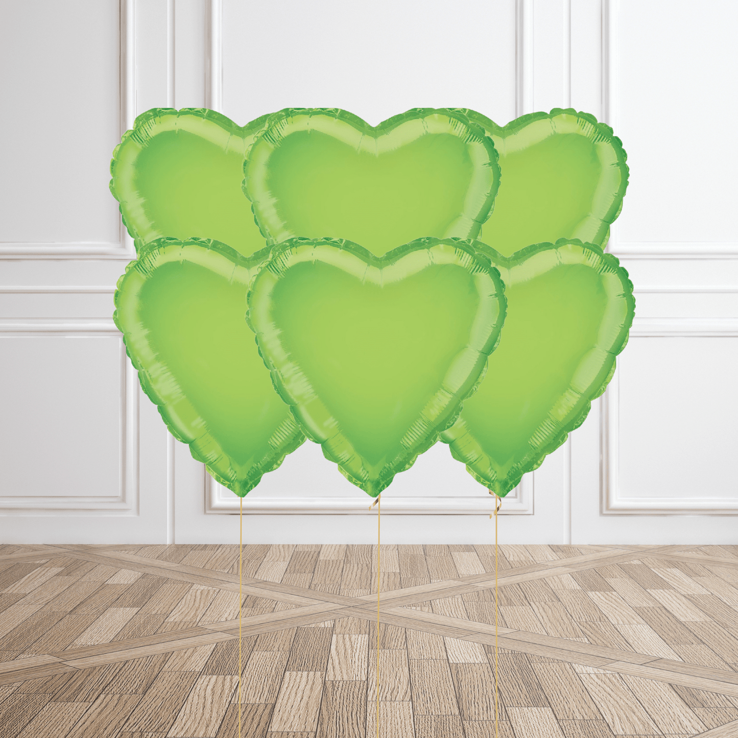 Helium Balloon Bouquet - Lime Green Hearts | The Party Hut