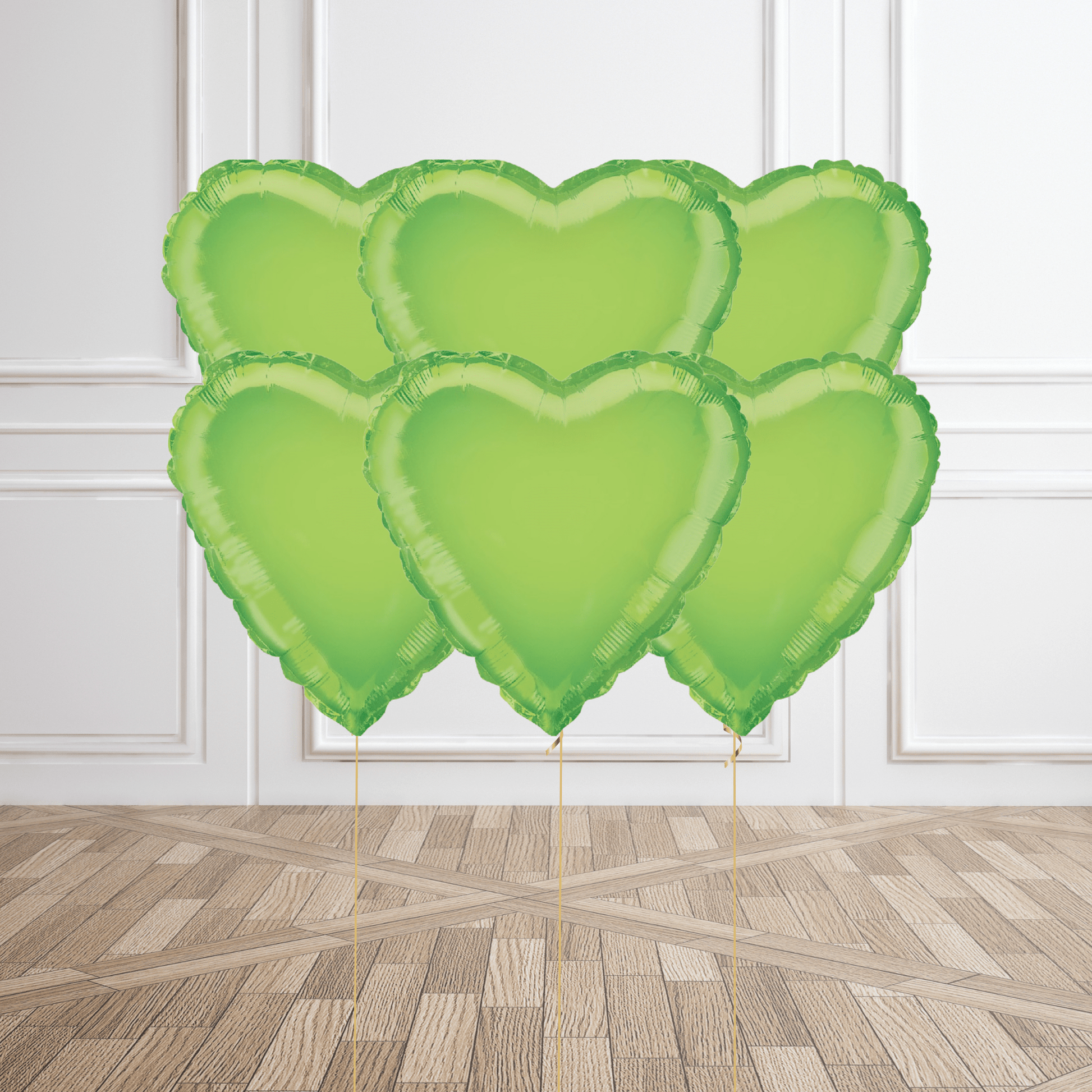 Helium Balloon Bouquet - Lime Green Hearts