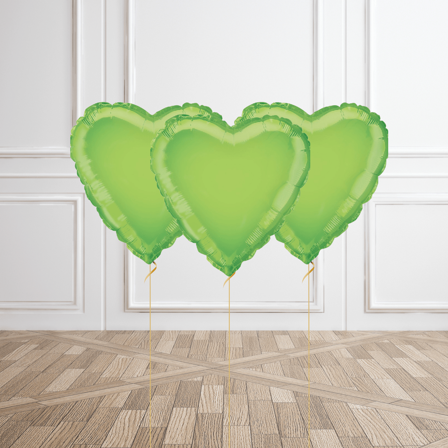 Helium Balloon Bouquet - Lime Green Hearts | The Party Hut