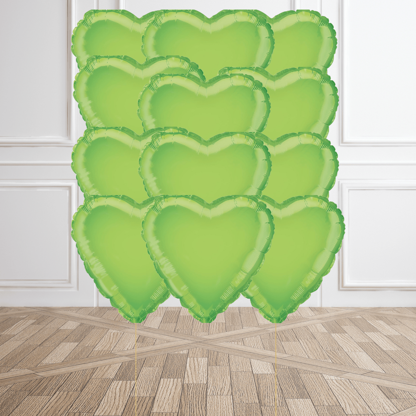 Helium Balloon Bouquet - Lime Green Hearts | The Party Hut