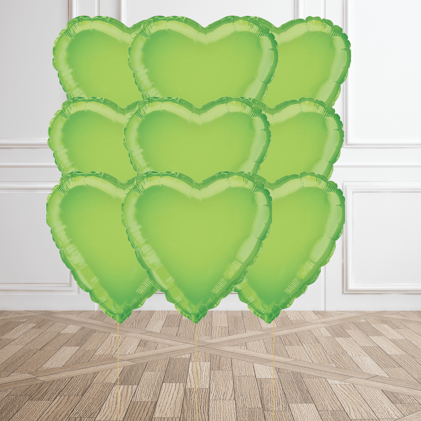 Helium Balloon Bouquet - Lime Green Hearts | The Party Hut