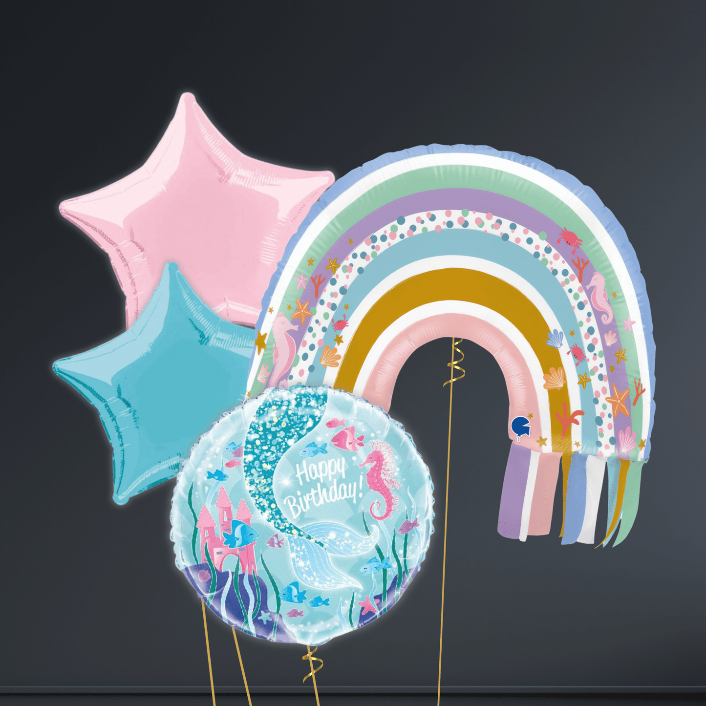 Helium Balloon Bouquet - Rainbow Mermaids | The Party Hut