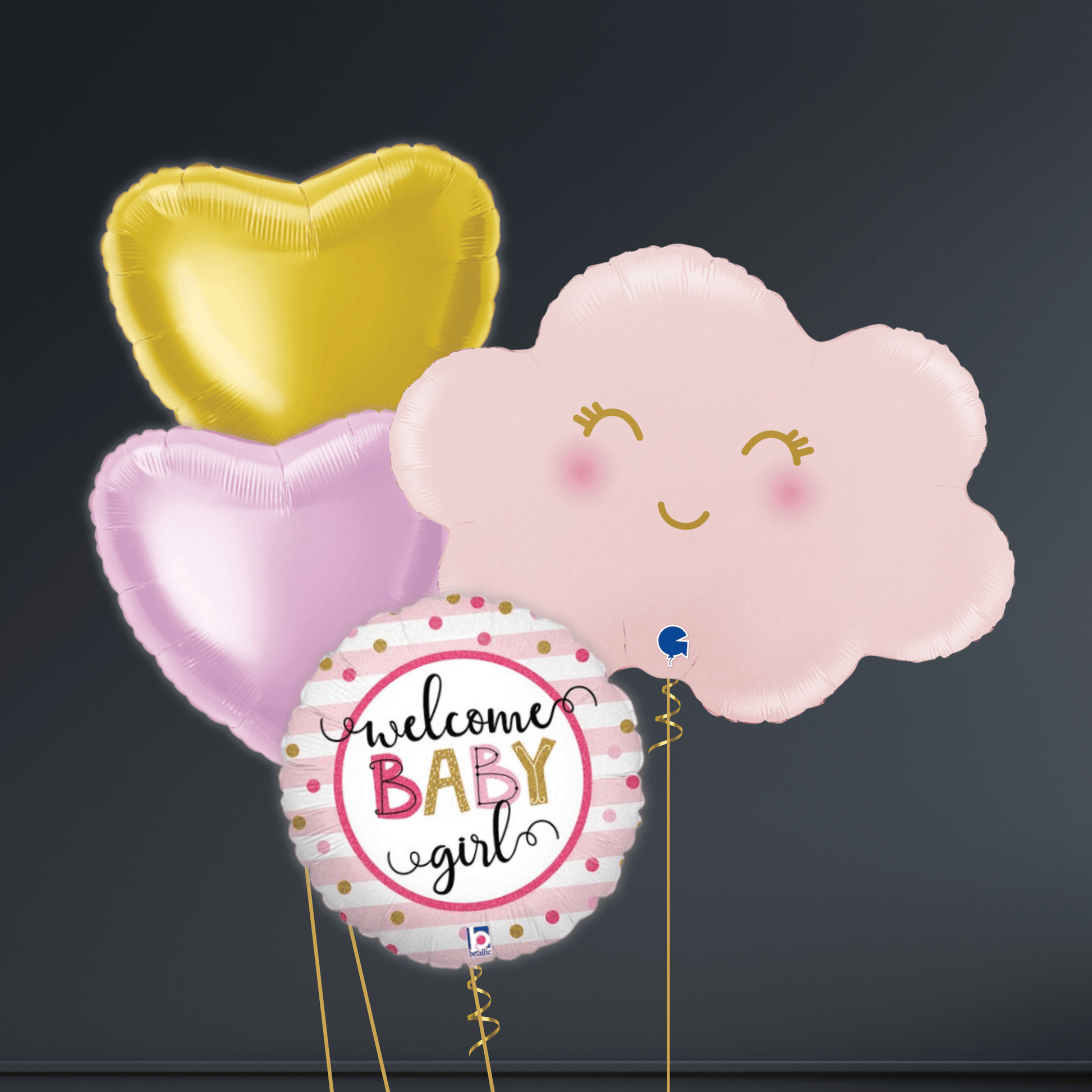 Helium Balloon Bouquet - Welcome Baby Girl & Cloud