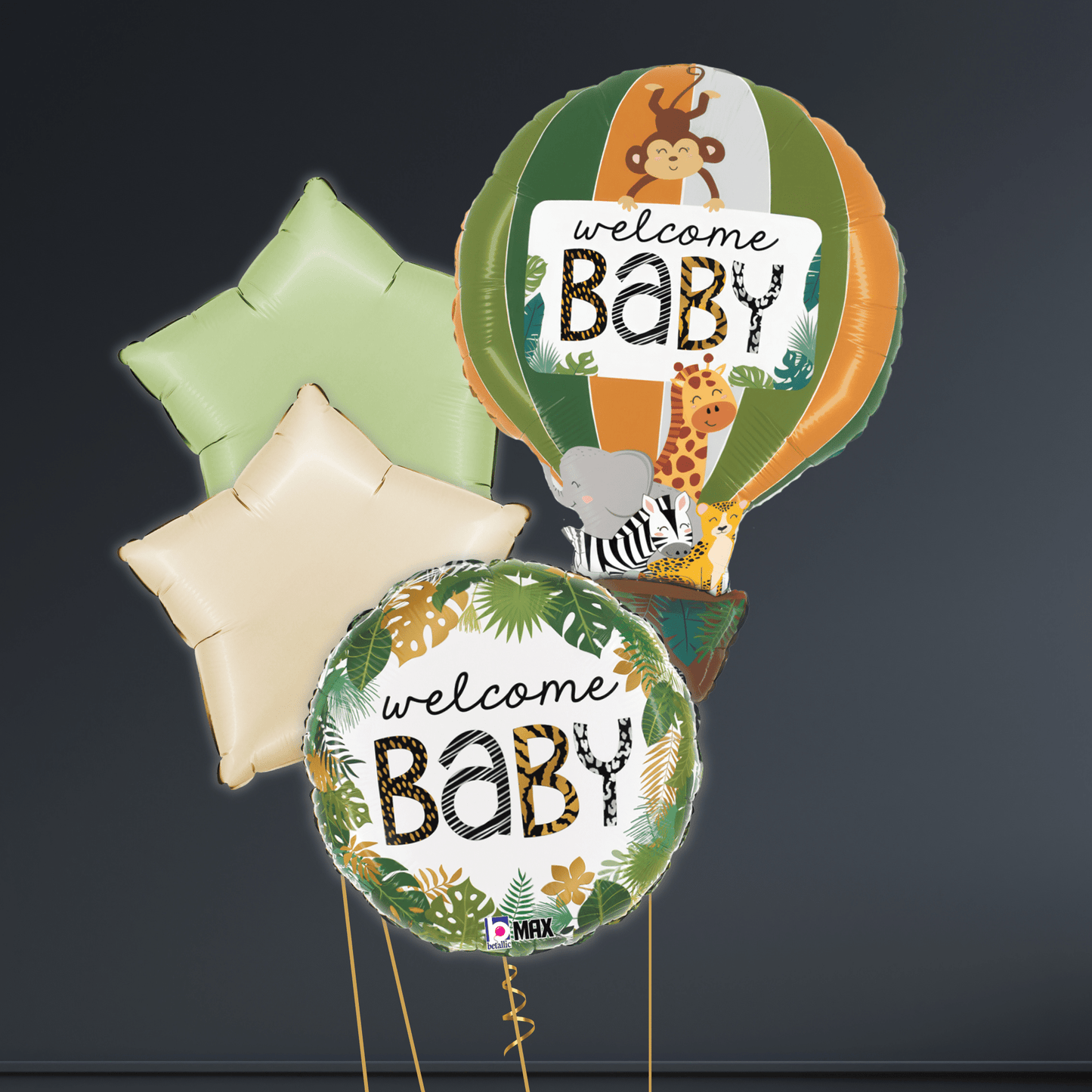 Helium Balloon Bouquet - Welcome Jungle Baby AirBalloon | The Party Hut