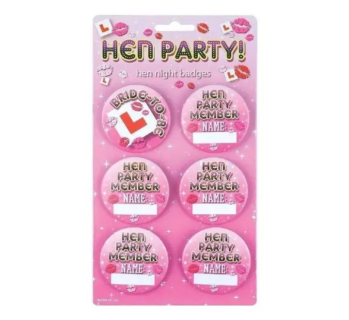 Hen Party Badges - Pack of 6