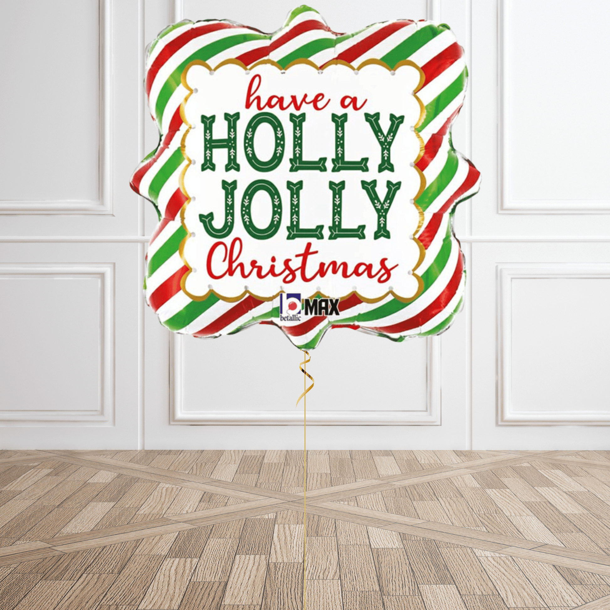 Holly Jolly Christmas Helium Balloon Bouquet – Festive Red, Green & Gold