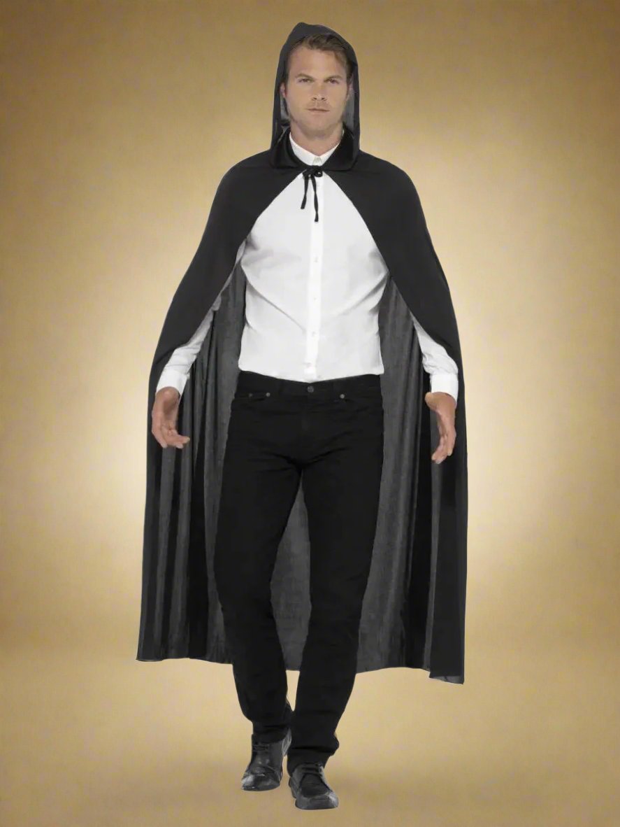 Hooded Vampire Cape, Black | The Party Hut