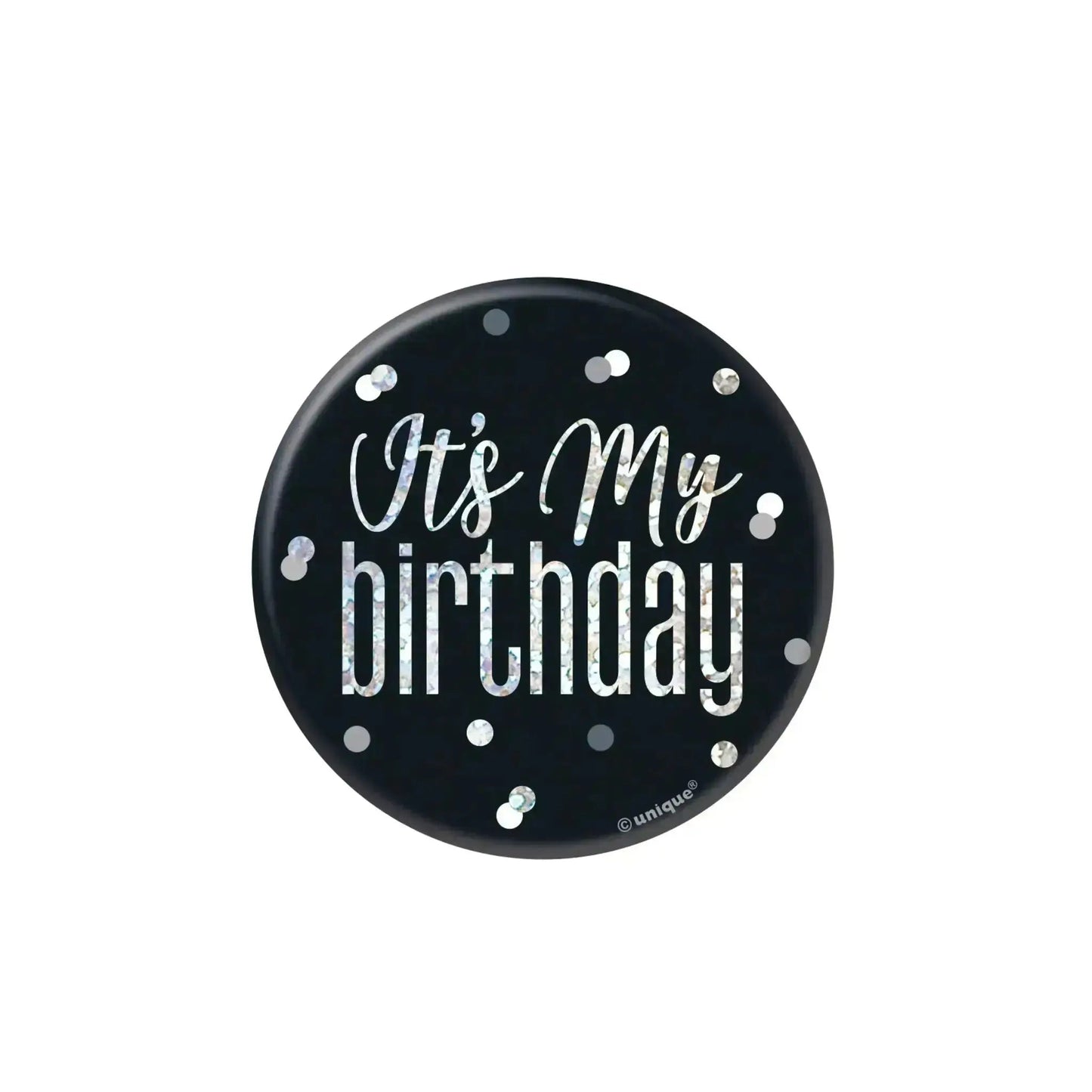 It's My Birthday Badge - Black Sparkle | The Party Hut