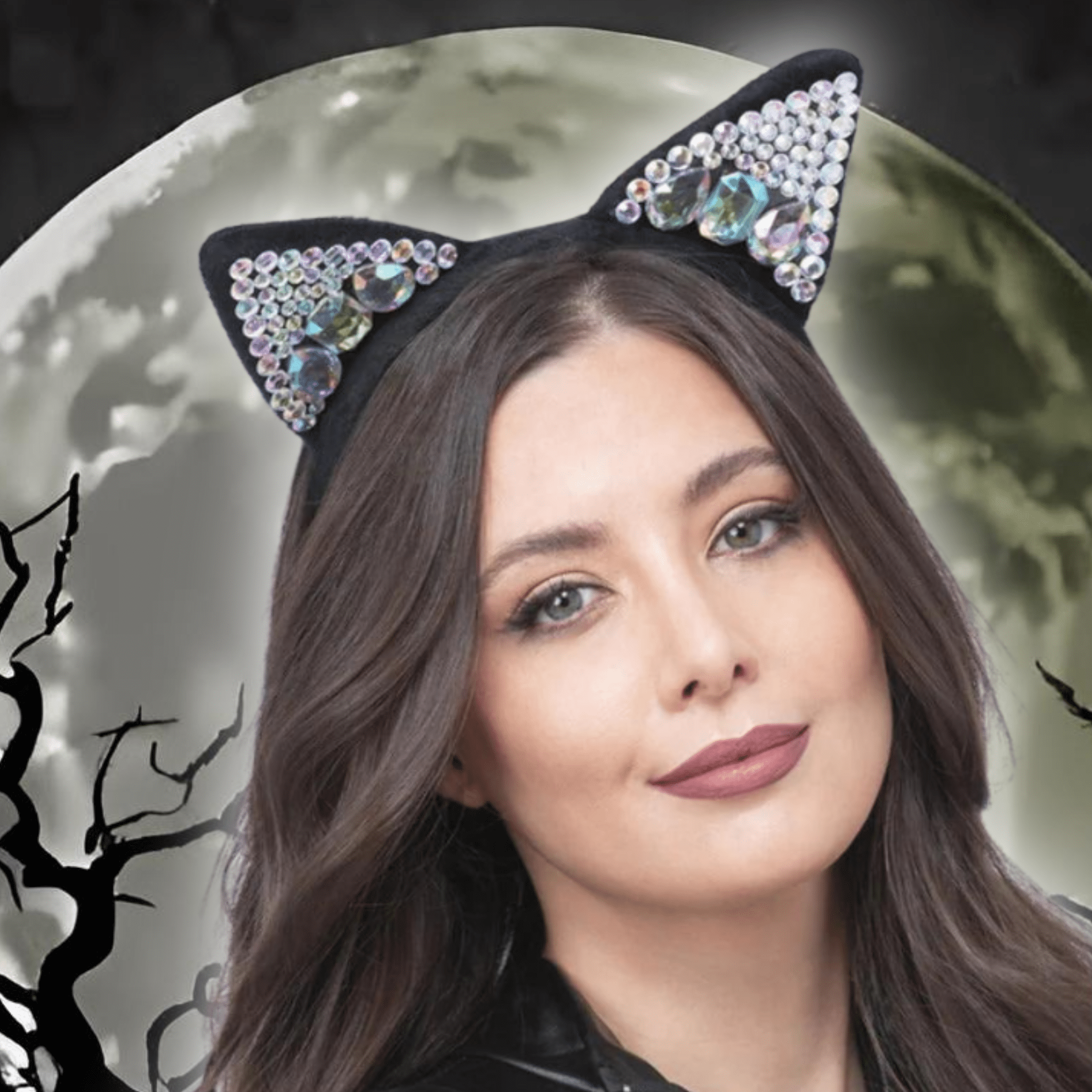 Jeweled Black Cat Ear Headband - Mystical Feline Flair | The Party Hut