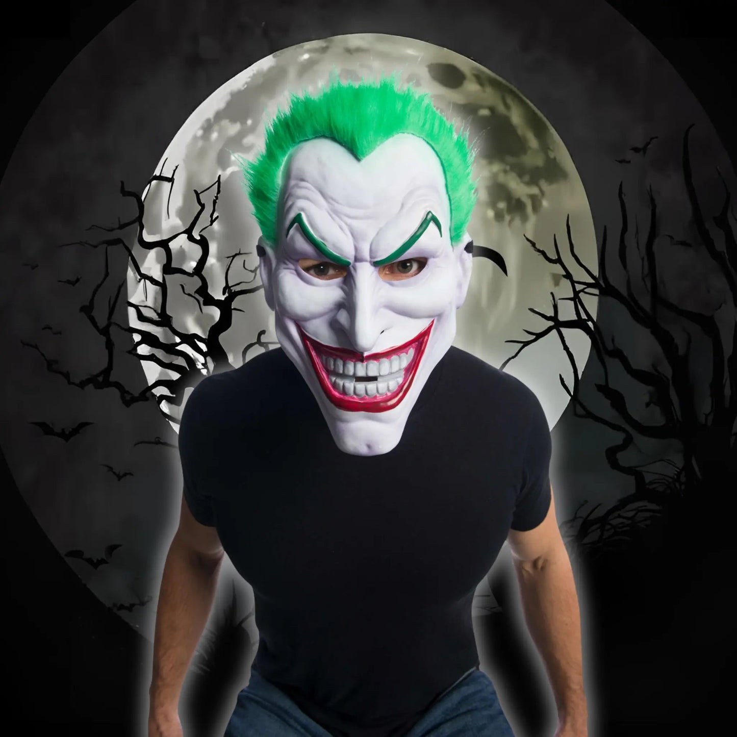 Joker Vacuform Mask with Plush Hair | The Party Hut