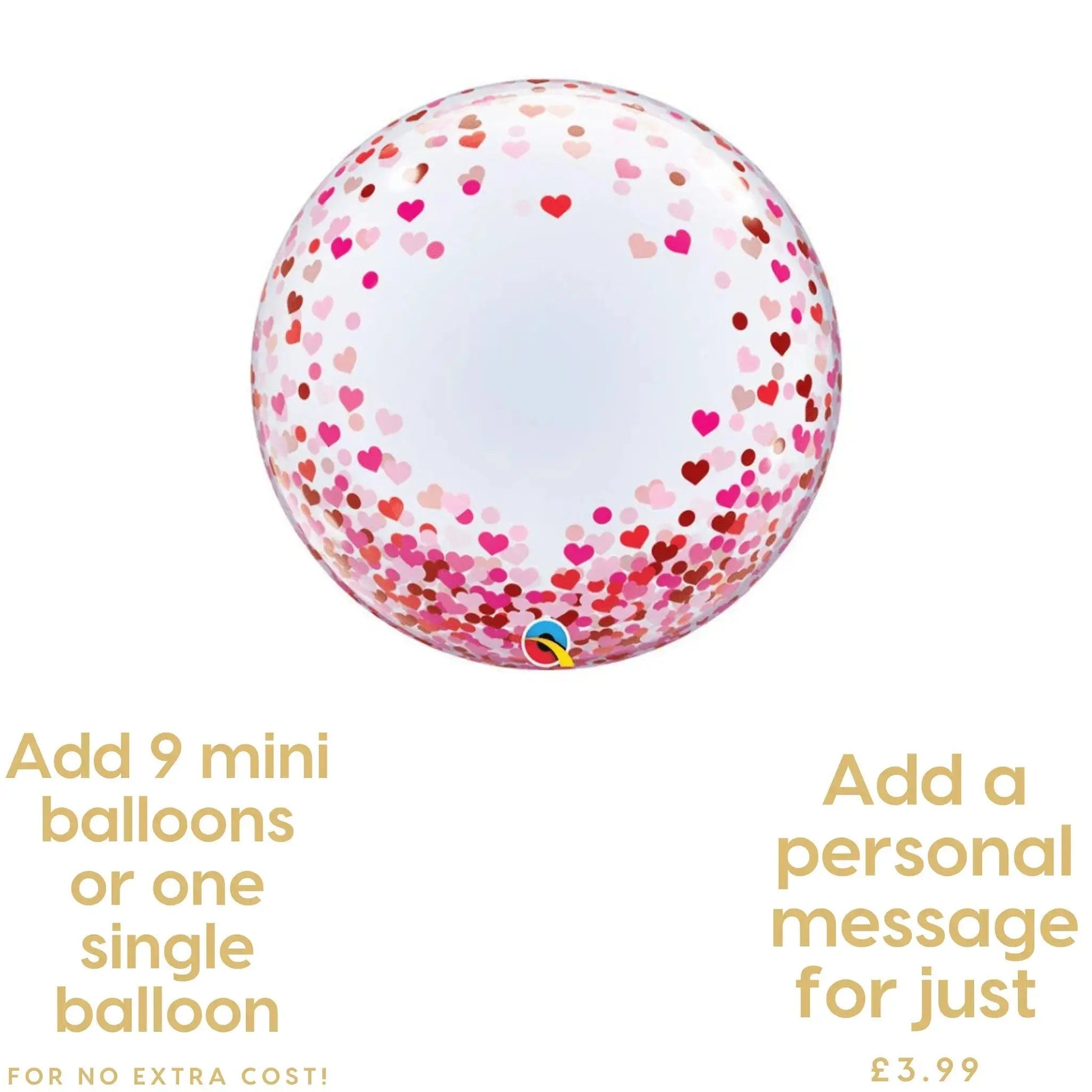 Jumbo Deco Bubble Balloon - Pink & Red Hearts